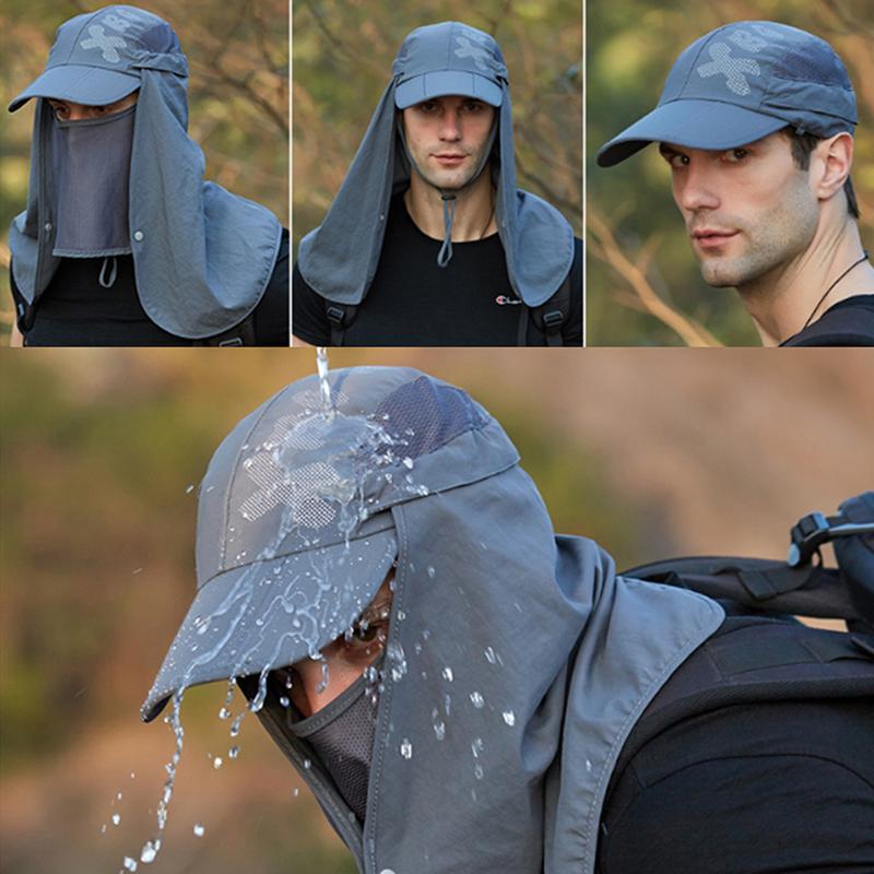 Foldable Quick Drying Waterproof 360° Visor Hat Baseball Cap Shawl Sun Hats Outdoor Unisex Summer Dual Use Cap