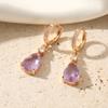 Simple Pink Water Drops Dangle Earrings for Women Zirconia Earring Jewelry Wedding Party Accessories