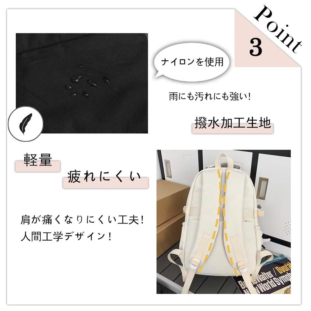 HeiDiga Waterproof Large Korean Perfect for iPad Large 25 and Perfect for White Women's Backpack, Capacity, Design, Lightweight, School, Storage,