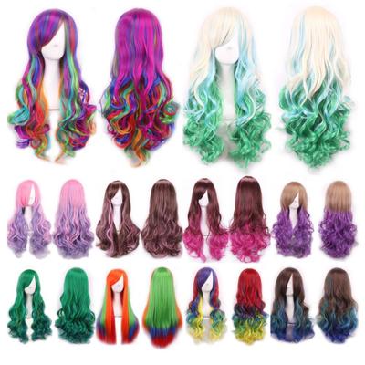 Women Lady Long Hair Wig Curly Wavy Synthetic Anime Cosplay Party Full Wigs