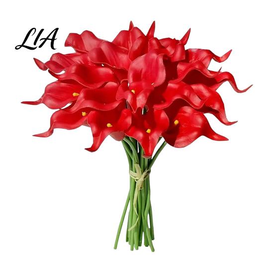 Lifelike PU Orchid Stems 5Pcs Artificial Calla Lilies, Elegant Faux Lily Flowers, Fake Maintenance Free Table Decorations Flower Bouquet