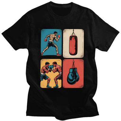 Boxer Boxing Fitted Scoop Tshirt for Men Short Sleeve Novelty Clothing Streetwear Summer Loose Oversized 100 Cotton Camisetas