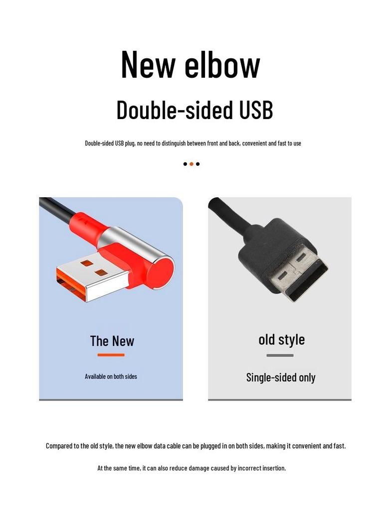 Câble USB Rétractable à Ressort Double Coude 6A Charge Rapide pour Téléphones & Voitures
