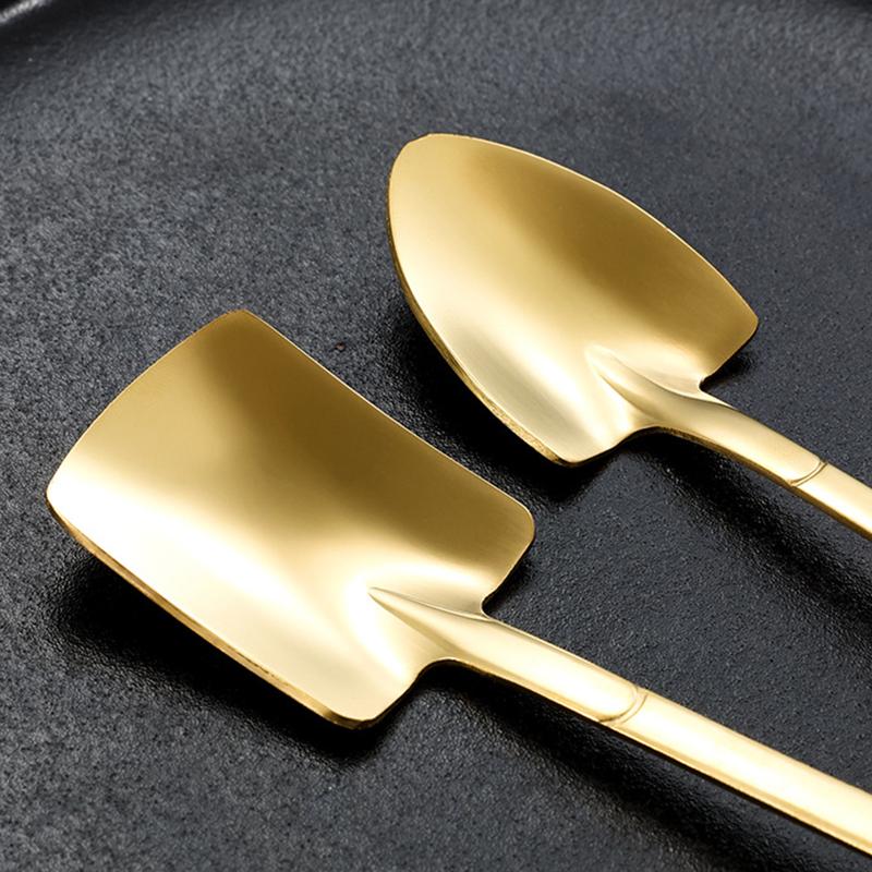 4Pcs Shovel Shape Spoon Stainless Steel Dessert Fruit Spoons Set (BPA Free, No FDA Certificate)