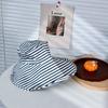 Widened Brim Striped Bucket Hat Contrast Color Roll Edge Fisherman Hat  Women