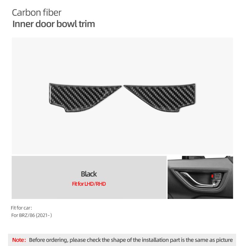 

For Subaru BRZ/Toyota GR86 2025- Carbon Fiber Car Interior Door Pull Handle Bowl Panel Trim Protect Stickers Tuning Accessories вуглецевого волокна, чорного кольору