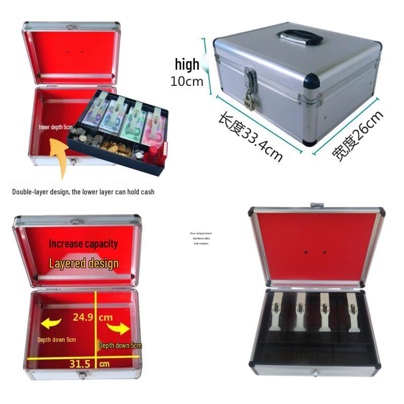 Kassenschublade mit fünf Fächern und Metallklammern
