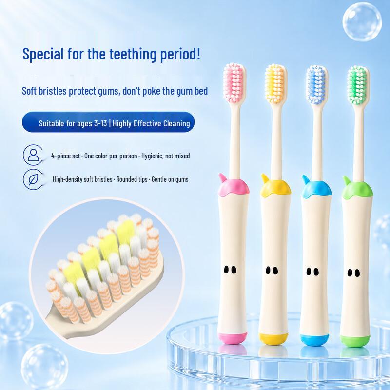 BRUSHING BEAR Children s Ultra-Soft Toothbrush for 3-13 Year Olds (4-Pack)