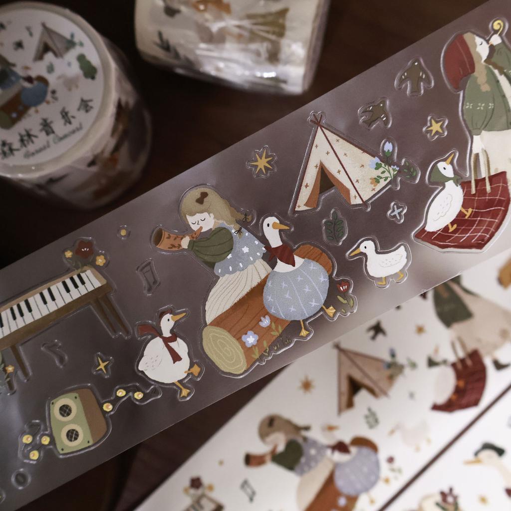 Light Retro Salt Tie Journal Planner [Forest Concert] PET Washi Tape Die Cut