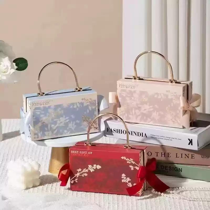 Luxurious European-Style Chinese Wedding Candy Gift Box with Hot Stamped Metal Handle