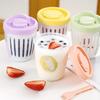 Yogurt Cups With Lids Double Wall Salad Cup Portable Leak Proof Oat Container With Fork&Handle Drain Fruit Cup Breakfast Cup
