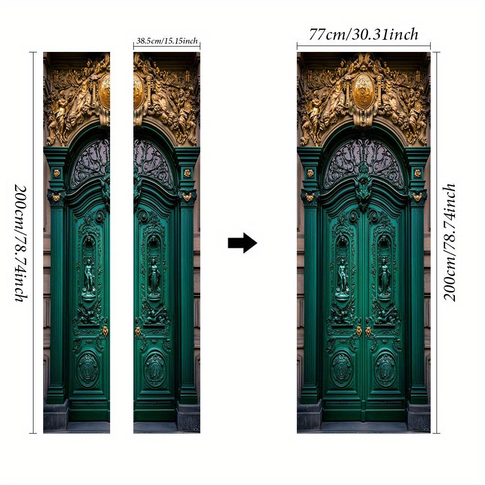 Kupfergrün mit goldenem Türsticker Tapete PVC Landschaft Heimdekor Möbel Vinylfolie Wasserdichter Wandsticker Schlafzimmertür Dekorfolie