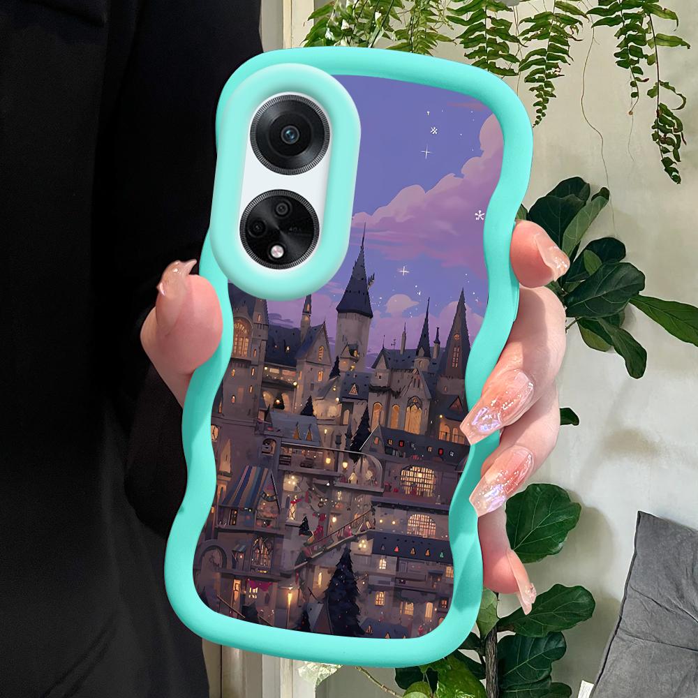 

Окрашенный узор Big Wave Edge Мягкий силиконовый материал Macaron чехол для телефона противоударный защитный резиновый чехол для OPPO Reno Realme Realme C25S синий