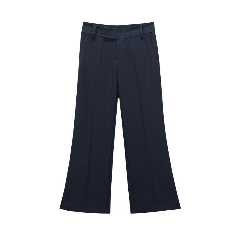 

Audwyn Low Waist Micro-Pull Suit Pants Women s Spring and Summer Loose Straight-leg Fashionable Retro Slimming Smoke Tube Casual Suit Pants Navy S In Stock
