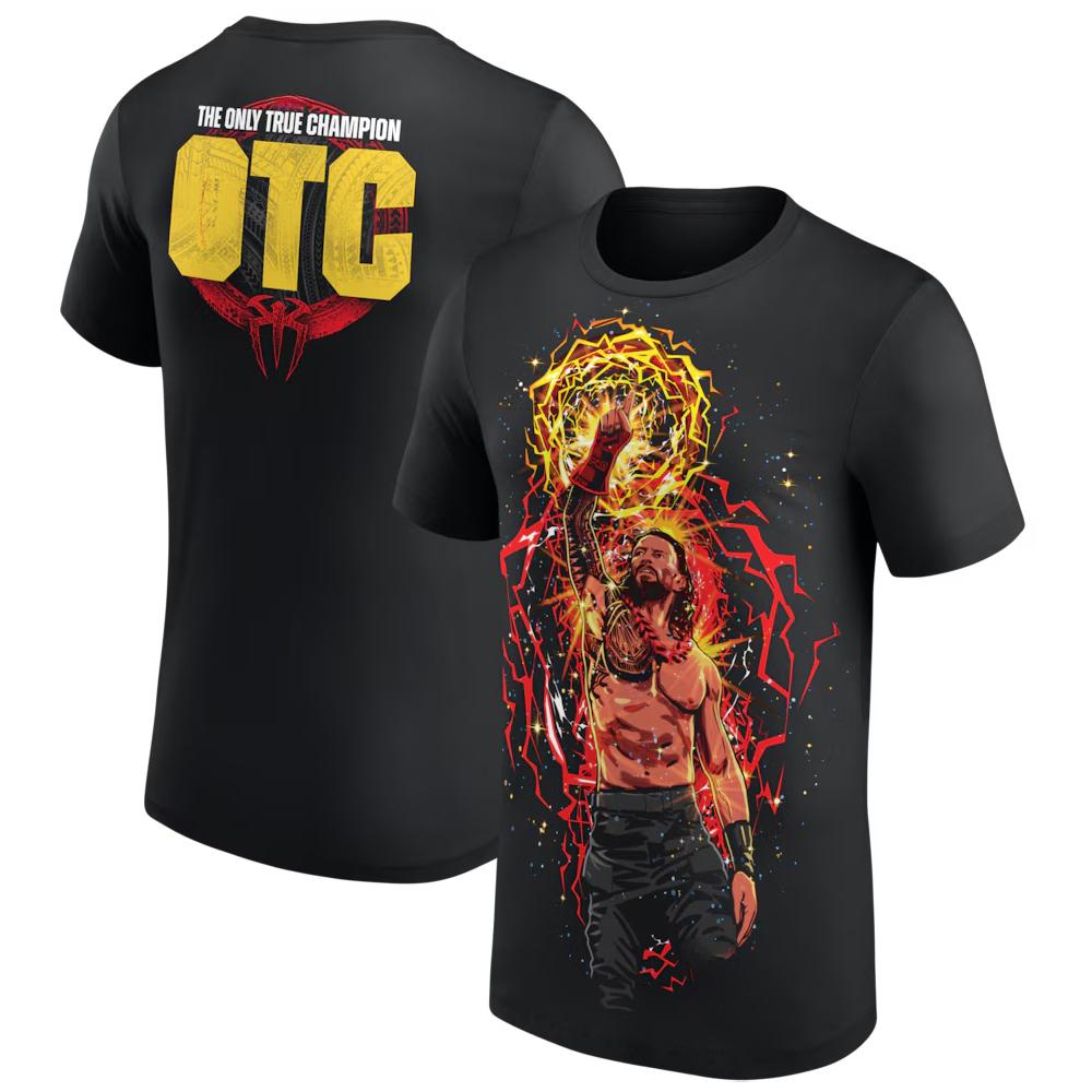 Heren Zwart Roman Reigns Aura Cartoon T-shirt 3D Geprint Zomer Buiten Sportshirt Modieuze Dagelijkse Casual Topjes met Korte Mouwen