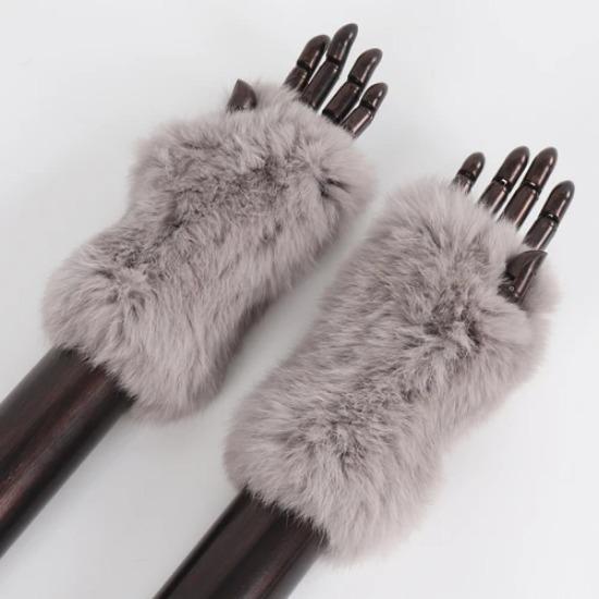 New Arrival Female Natural Rabbit Fur Gloves Knitted Warm Real Rex Rabbit Fur Mittens Women Winter Outdoor Rex Rabbit Fur Gloves