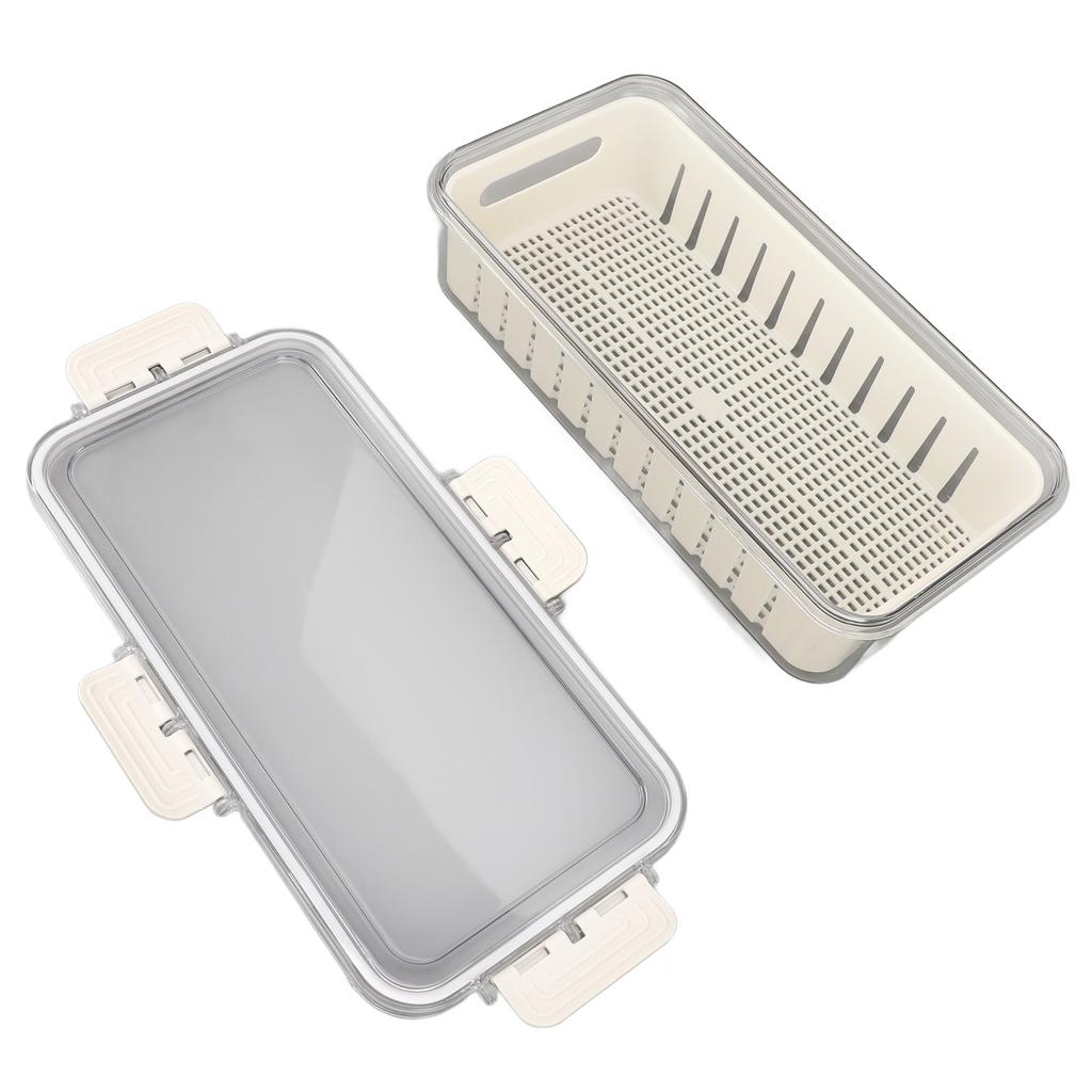 Refrigerator Fresh Food Storage Containers PET Multifunctional with Drainer Fridge Airtight Crisper for Kitchen Dining