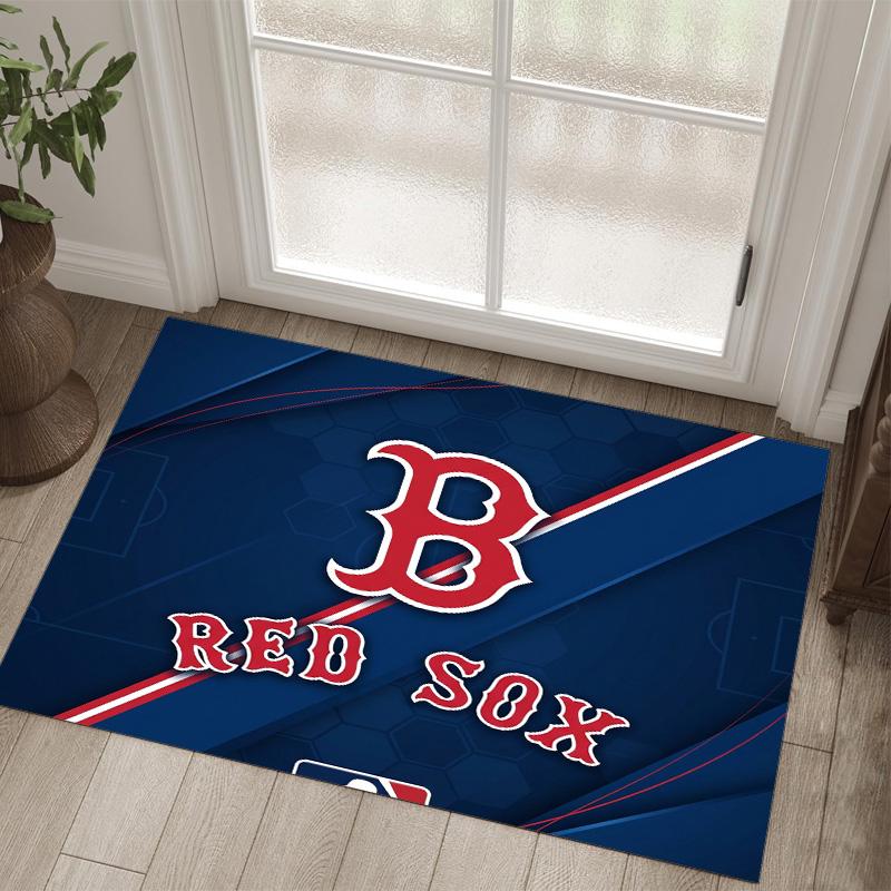 Boston Red Sox Design Křišťálový Sametový Koberec Útulný Ne?Protiskluzová tištěná předložka do ložnice, obývacího pokoje, předsíně