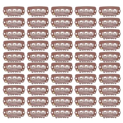 50pcs 6 Tips 6 Teeth Wig Snap Clip Metal Stainless Steel Hair Grips for Wigs Hair Extension Light