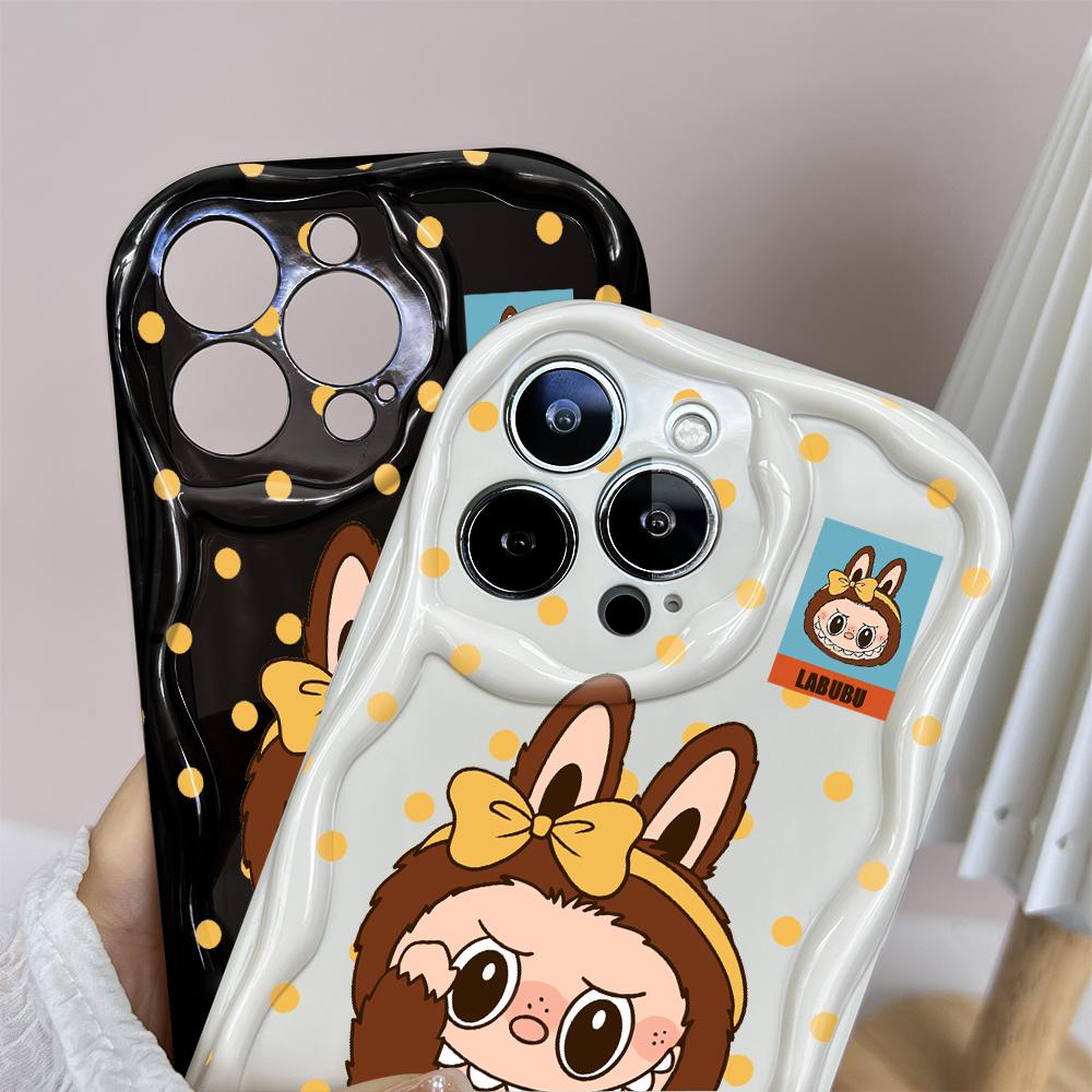 Cartoon Pattern Cream Texture Casing Wavy Edge Soft Silicone Cover Phone Case for IPhone Samsung Huawei Honor Xiaomi Redmi Infinix Tecno