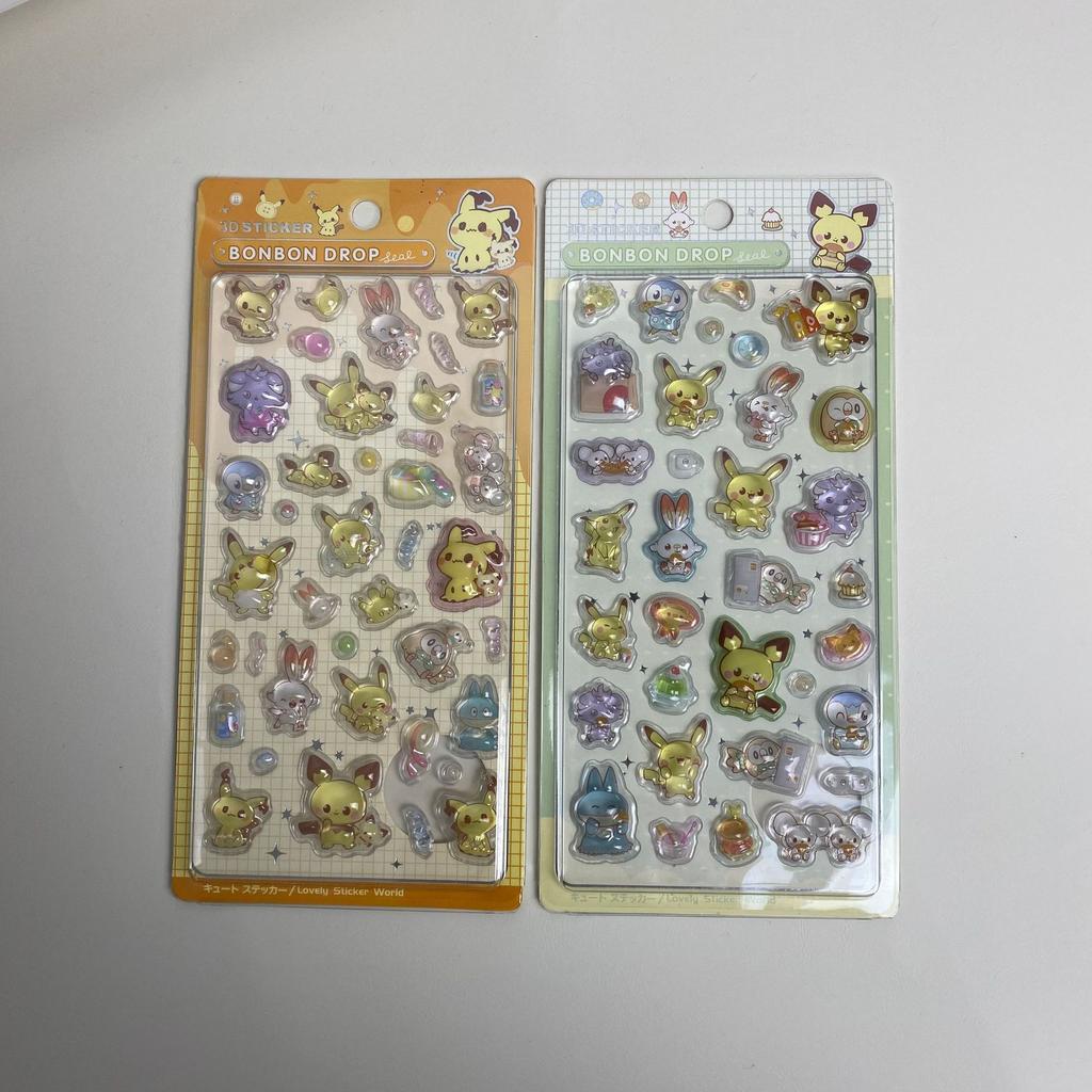 3D Stickers Three-Dimensional Relief Crystal Stickers Pokmon Stickers Pikachu Children Girl Diy Decoration Cartoon Kawaii