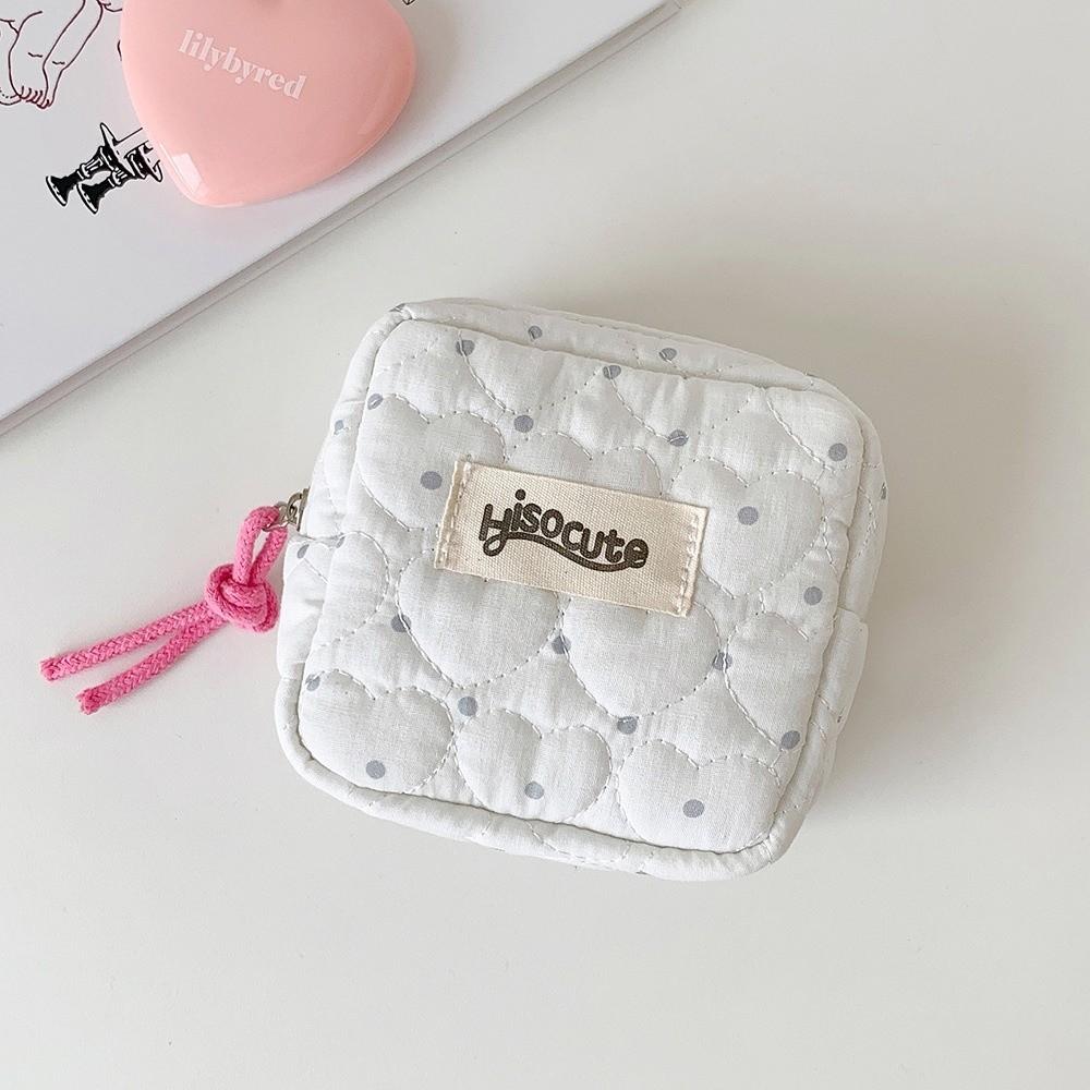 Polka Dot Cosmetic Bag Large Capacity Sanitary Napkin Storage Bag Small Lipstick Pouch  Women Girl