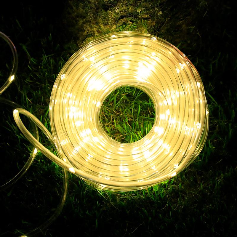 LED Solar Tube String Lights, Outdoor Waterproof Copper Wire, Soft Light Strip for Courtyard Decoration