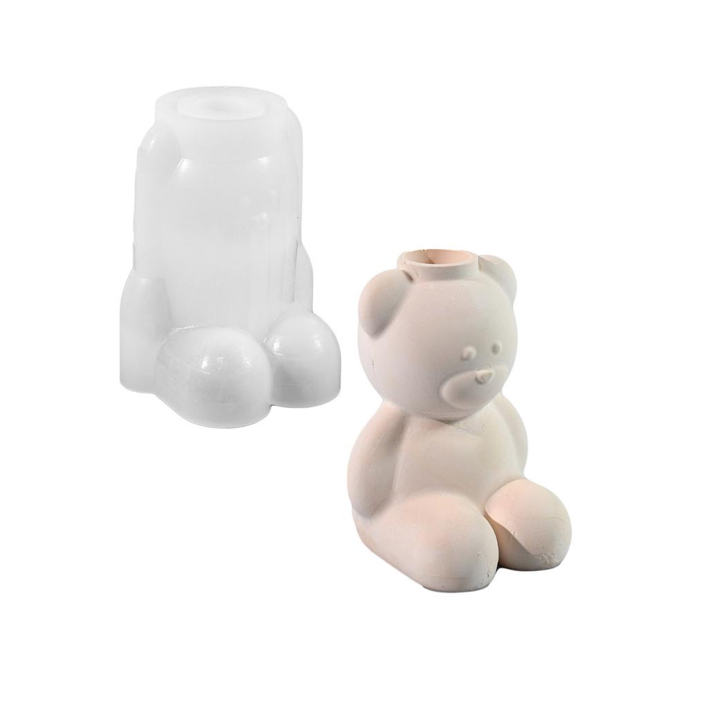 Flexible Silicone Mold Cement Clay Molds Plaster Flowerpot Mold for Crafting Bear Shape Flower Pots or Pen Holders