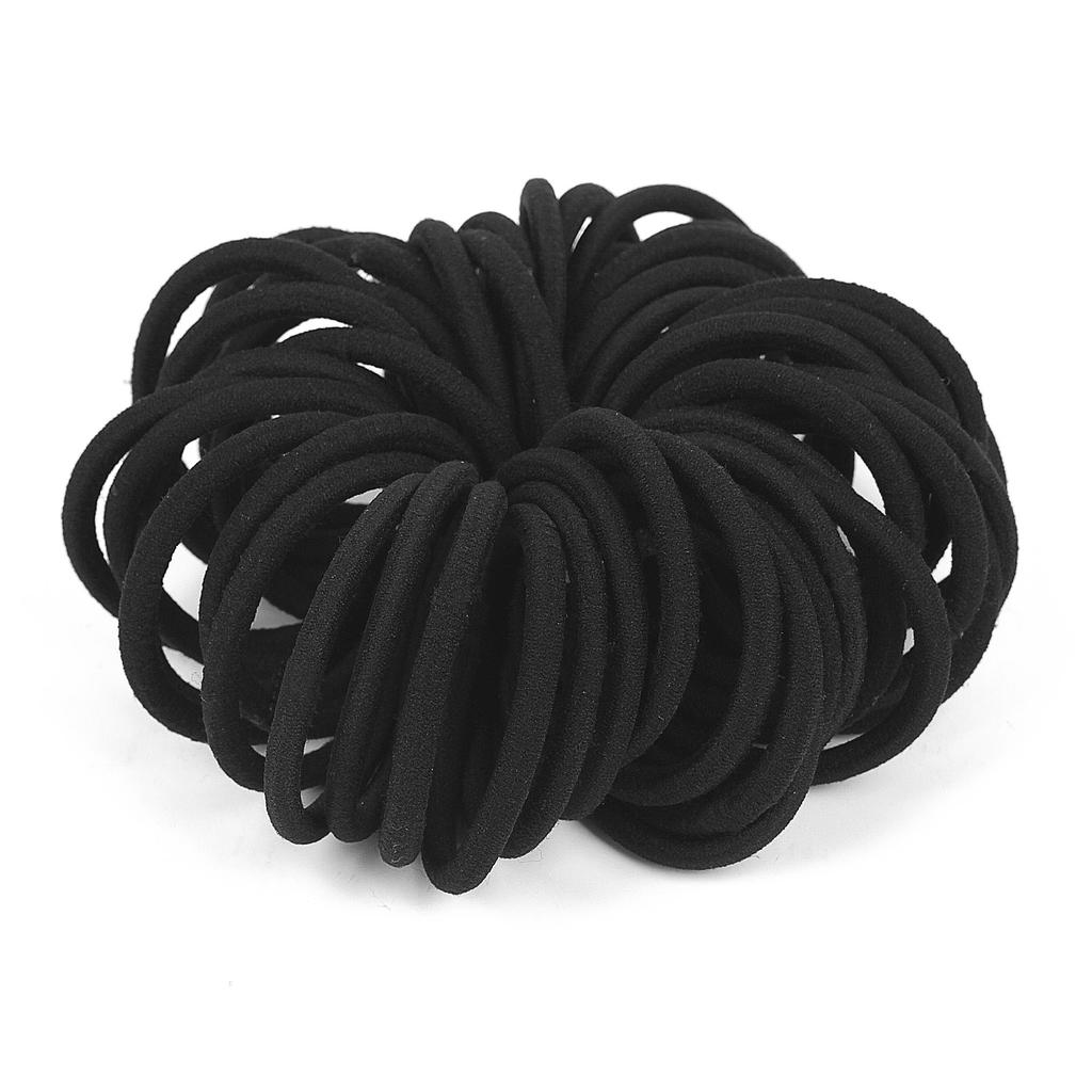 50pcs Women Elastic Ponytail Holder Black Hair Ropes