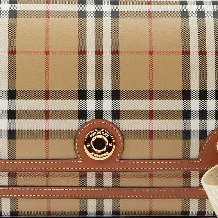 Burberry Classic Check Logo Buckle Cotton And Calfskin Messenger Bag Women Shoulder Bag Khaki 80662261