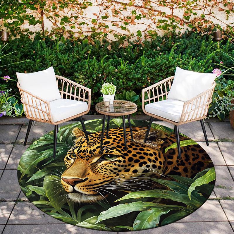 Leopard Pattern Round rug,Carpet Rug for Living Room Bedroom Playroom ,Non-slip Floor Mat,Holiday Gifts and Birthday Gifts.