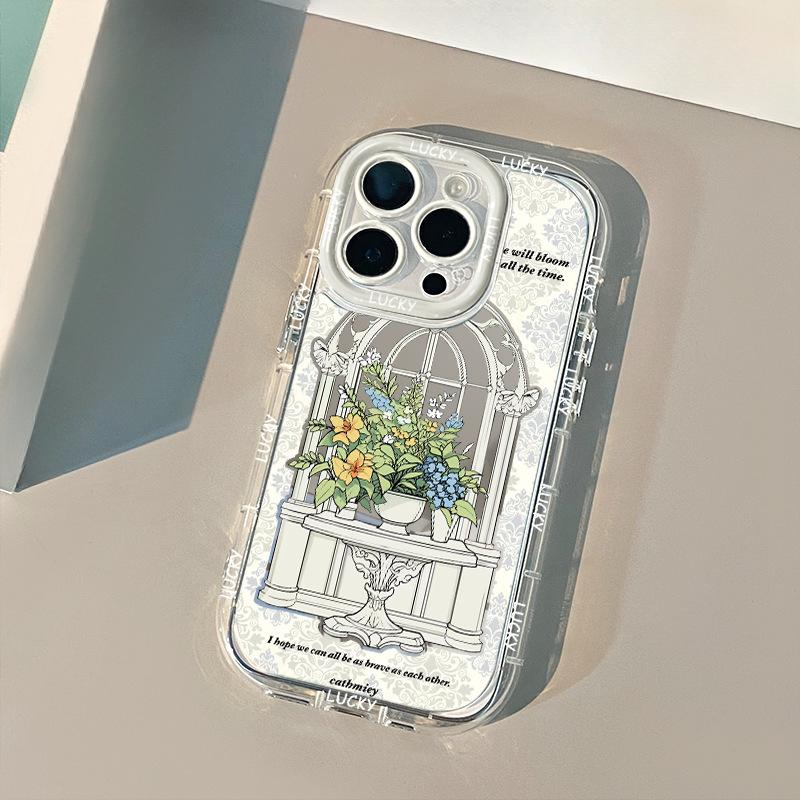 

Чехол для iPhone 15 Promax с изображением живых цветов и растений Apple 14 Cream Shell 12 Niche Creative 11 Mirror iPhone 13mini