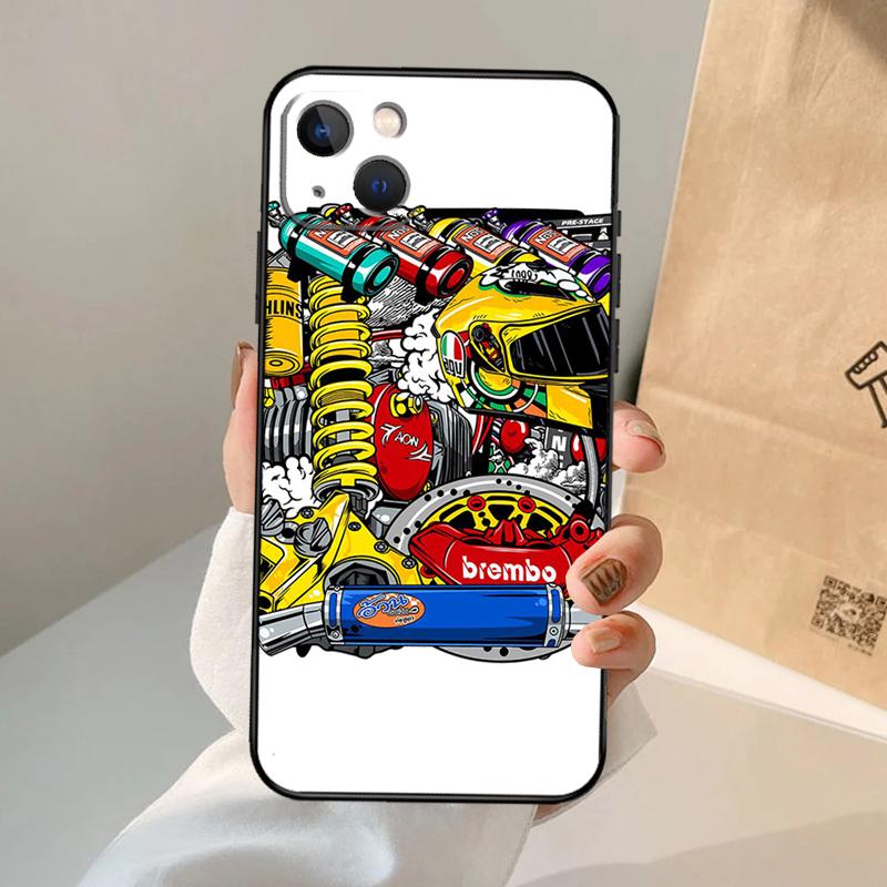 Automobile Spare Parts Car Engine Phone Case For iPhone 17 Air 16 15 13 11 12 14 Pro Max 13 12 Mini 15 16 Plus 16e Cover Coque