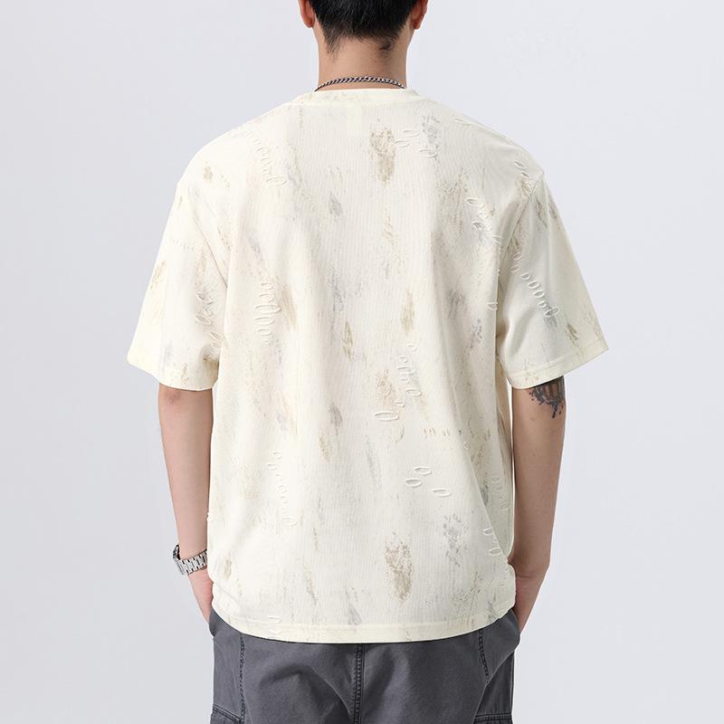 New Summer Retro Short-sleeved T-shirt Men's Casual Heavy Loose Large-size Top