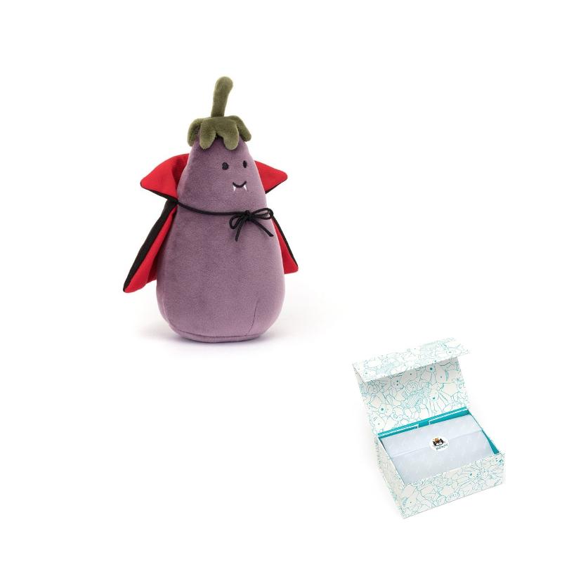 JELLYCAT Halloween Series Lively Eggplant Vampire Doll Plush Doll Sitting 16cm high