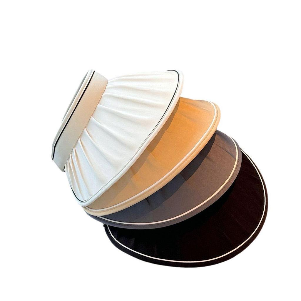 Women's Korean-Style Sun Visor Hat - Summer UV Protection, Wide Brim Design for Outdoor Use, Visually Slims Face