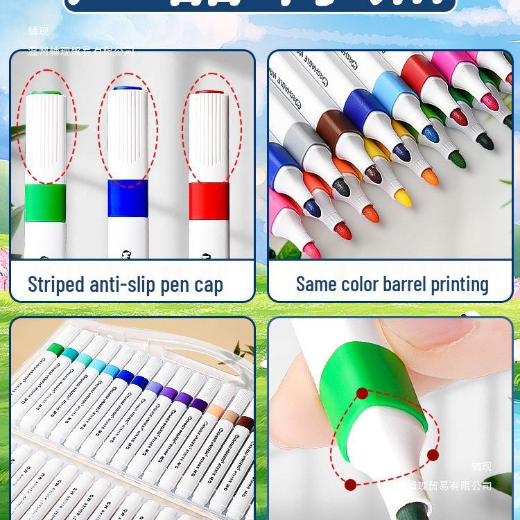 24-Color Washable Triangular Watercolor Pen Set for Kids