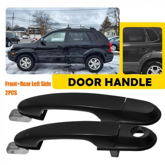 For Outside Tucson Hyundai Exterior Door Handle Black 2pc Left Front&Rear Side