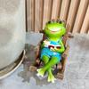 Rocking Chair Frog Figurine Resin Reading Cartoon Frog Figurine Sculpture Home Office