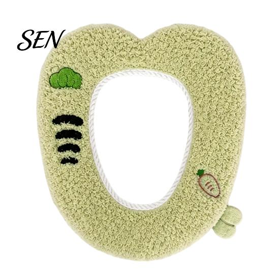 Universal Fit Toilet Seat Covers Plush Cartoon Mat, Soft Thickened Washable Bathroom Pad Winter with Handle, Warm Skin-Friendly Adhesive Cushion