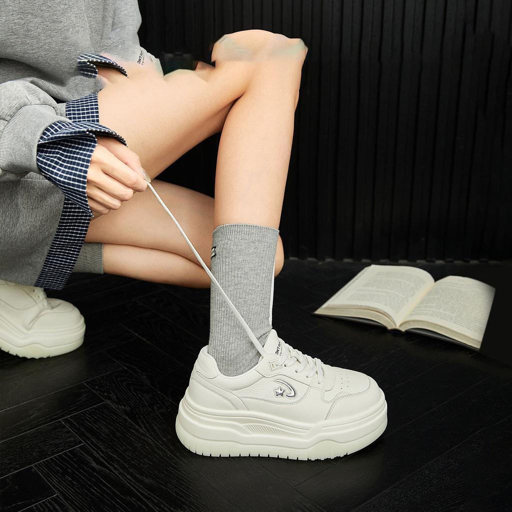 Spring the Same Thick Baseplate Shoes Women's Low-top Lightweight Height-increasing White Shoes