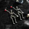 Salircon Gothic Exaggerate Skeleton Pendant Earrings for Women Punk Silver Color Skeleton Dangle Earring Halloween Party Jewelry