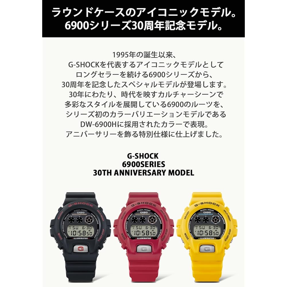 Casio G-Shock DW-6900 30th Anniversary Men's Watch Red Resin Band Water Resistant