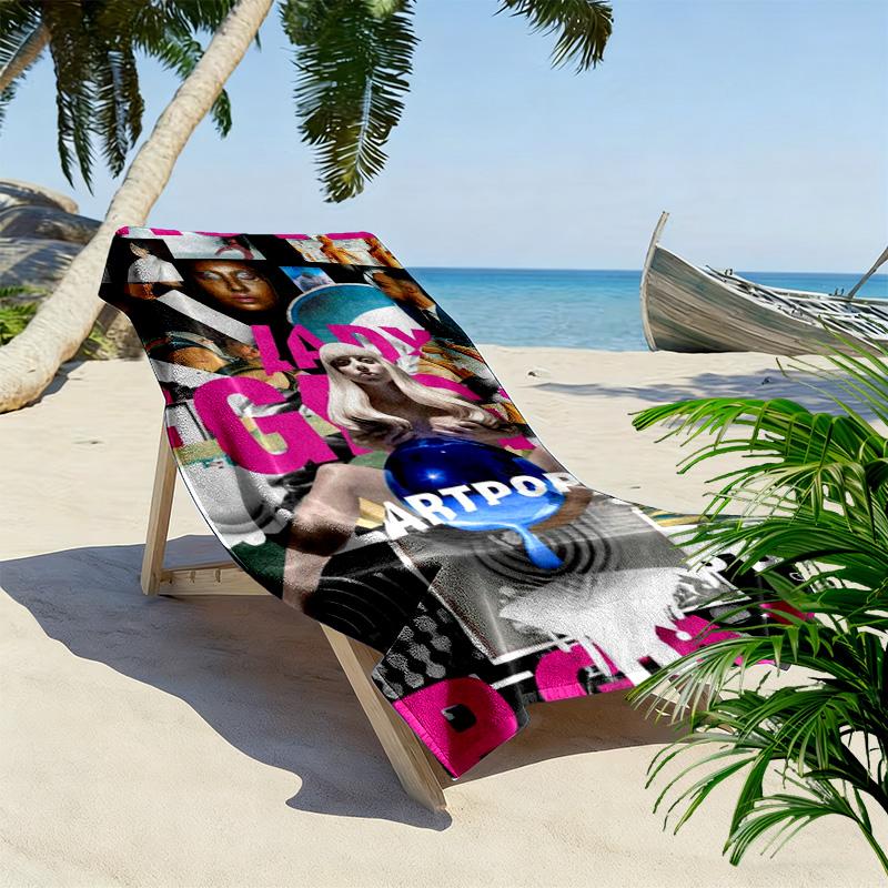 Gaga Poster Druck Strandtuch, Großes Weiches Schnelltrocknendes Handtuch für Strand Camping Schwimmen