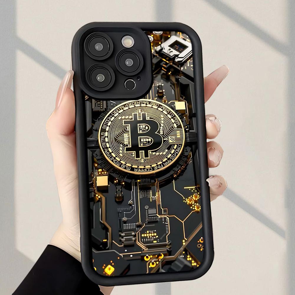 Bitcoin Pattern Phone Case Suitable for iPhone 17 16 15 14 13 12 11 Pro/ Max /Plus Anti-fall and Shockproof Back Cover