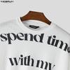 INCERUN Men Round Neck Long Sleeve Letter Print Casual Loose T-shirts Tops