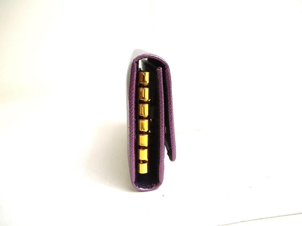 Authentic PRADA Metallic Purple Saffiano Metal Leather 6 Pics Key Chain #a367  Refurbished