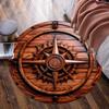 Holz-Windrose runder Teppich Kristall-Samt nautischer Vintage-Stil Teppich Schlafzimmer Wohnzimmer Dekor Bodenbelag