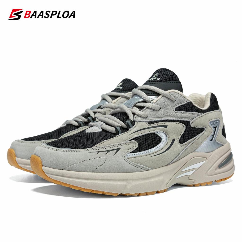 Men's Running Shoes Leather + Mesh Breathable Non-Slip Men's Outdoor Wear Sports Lightweight Running Basketball Shoes