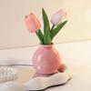 Mini Keramik Blumenvase Vintage Stil Kleine Dekorationsvase 1 Stück Schreibtischornament für Arbeitszimmer Bücherregal Wohnzimmer Dekoration